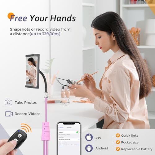 Aureday Adjustable Tripod Stand, 67” Height, Tablet Holder for iPad mini/Air/Pro, Kindle, Switch, Smartphones, 4.7”-12.9” Devices, Pink - Image 6