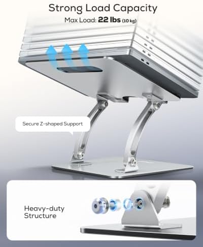 Nulaxy Ergonomic Adjustable Laptop Stand for Desk, Dual Foldable Computer Riser with Advanced Heat-Vent, Heavy-Duty Portable Notebook Holder for Posture Correction, Compatible with Mac 10-16" Laptops - Image 5