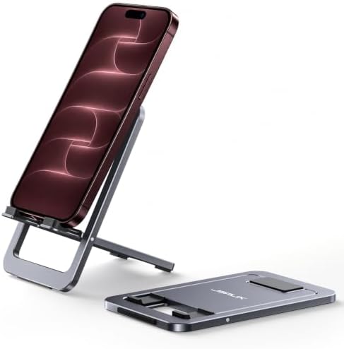 JSAUX Fold-Flat Cell Phone Stand, Adjustable Desk Holder-Gray by JSAUX