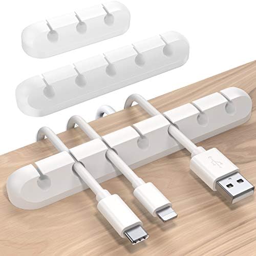 SOULWIT Cable Holder Clips, 3-Pack Cable Management Cord Organizer Clips Silicone Self Adhesive for Desktop USB Charging Cable Nightstand Power Cord Mouse Cable Wire PC Office Home by SOULWIT