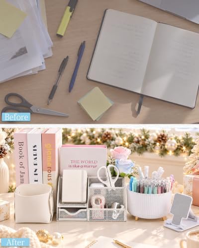 White Desk Accessories 21-Piece Office Supplies Gift Set - Image 7