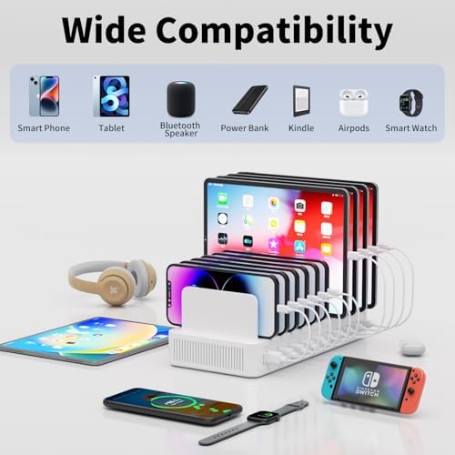 60W Charging Station for Multiple Devices, 10-Port USB Fast Charger - Image 5