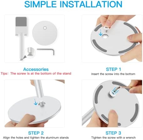 OMOTON CA04 Aluminum Tablet Phone Stand, Adjustable Desk Stand Silver - Image 4