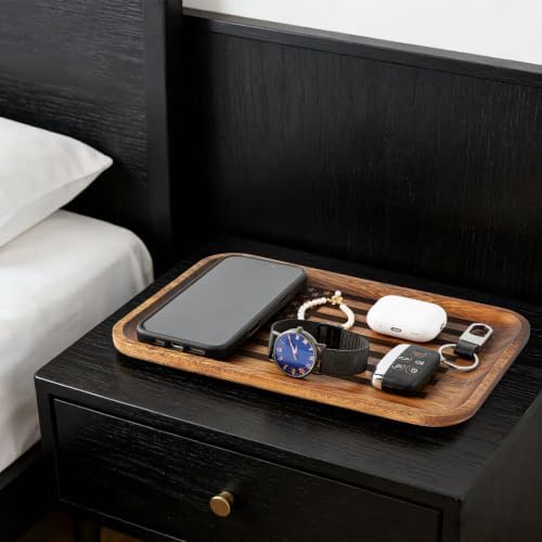 American Flag Serving Acacia Wood Valet Tray for Men Women Catch All Acacia Wooden Tray, Mens Key Tray, 4th of July Decorative Tray, Nightstand Tray Dump Tray EDC Tray for Phone Watch Wallet Jewelry - Image 5
