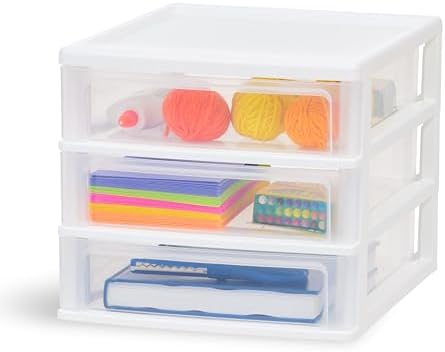 IRIS USA 3-Drawer Medium Stacking Desktop Organizer, White by IRISUSA