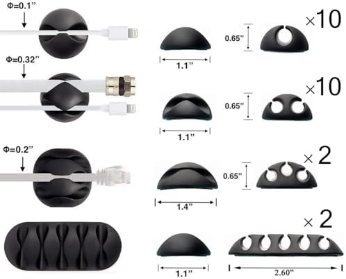 24PCS Black Cable Clips, Self Adhesive Cord Holder Cord Organizer - Image 2