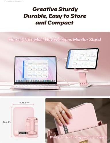 LISEN for iPad Stand Adjustable Tablet Holder Desk, iPad Accessories Pink - Image 4