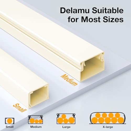 Delamu 56.7in Cord Hider, Cord Covers for 2-3 Wire on Wall, Paintable Cable Hider Wire Covers for Cords, Self-Adhesive Cable Cover Management, Easy Set-up Wires Hiders for TV, W0.95 H0.55in, Beige - Image 4