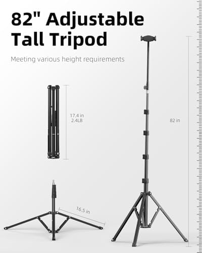 Heavy Duty Tablet Tripod Stand 82” Tall, Floor Stand with Remote and Adjustable Gooseneck for Watching/Stream/Recording, Tripod for iPad Pro 12.9”/Kindle/iPhone, and All 4.5-13” Tablet/Phone - Image 4