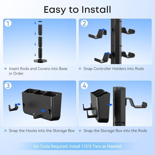 Headphone and Controller stand, Headphone Stand for Desk, PS5/PS4/Xbox/Switch Game Controller Holder, Gaming Headset Stand with Storage Box and Two Hooks for Remote Control Watch, Sega Genesis Consoles - Image 7