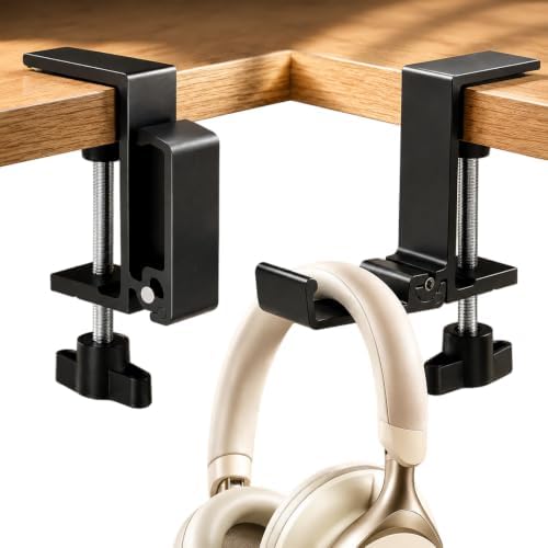 JAKO Headphone Stand for Desk, Aluminum Alloy Foldable Headphone Holder - Headset Stand Hook Mount, PC Gaming Headset Holder Under Desk Clamp for Office, Computer, Student Class Table, Handmade Table by JAKO
