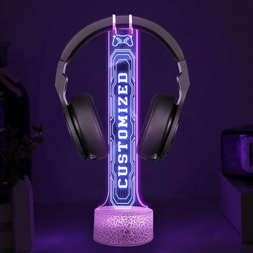 Personalized Headphone Stand Gifts for Men Boyfriend, Custom Gamertag Light Sign Headset Holder, Custom Headset Stand with 16 Color Lights, Gamer LED Sign, Gift for Gamers and Streamers by Nazenti