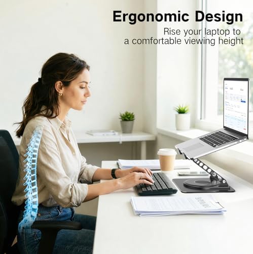 Adjustable Laptop Stand for Desk with 360 Rotating Base - Image 3