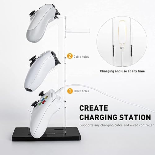 Controller Stand 3 Tiers , Universal Controller Holder Headphone Stand, Headset Holder, Acrylic Controller Display Stand Compatible with Xbox, PS5, PS4, NS - Ideal Desk Mount for Gamers,Transparent - Image 4
