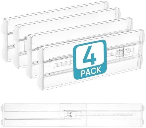 Vtopmart 4" High Drawer Dividers for Clothes, 13"-22" Adjustable, 4 pack by Vtopmart