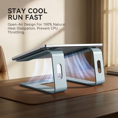 SOUNDANCE Laptop Stand, Aluminum Ergonomic Desk Riser, 10-15.6", Aquamarine - Image 2