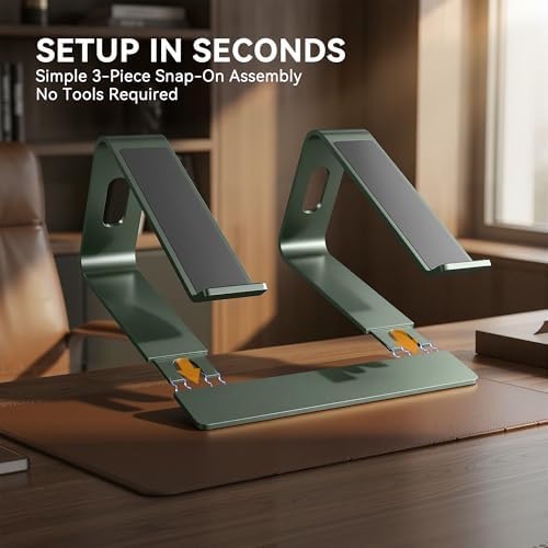 SOUNDANCE Laptop Stand, Aluminum Ergonomic Desk Riser, 10-15.6", Green - Image 6
