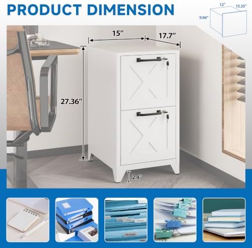 File Cabinet with Lock Vertical Filing Storage Cabinet Office Home Steel for Letter Size File Cabinet Locked,Assembly Required - Image 3