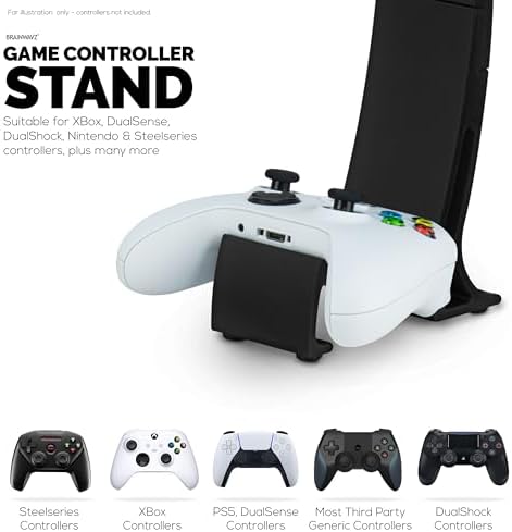 BRAINWAVZ Headphone Stand & Game Controller Holder – Sleek Headset Hanger & Gamepad Stand for Xbox, PlayStation, Legacy, Retro & More – (UGDS16) - Image 3