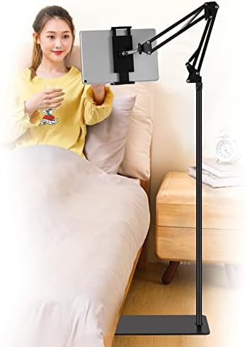Tablet Floor Stand, Adjustable Universal 360-degree Rotatable Metal Tablet Holder, Phone Stand for iPad/iPhoneX/iPad Pro or Other 4.7~12.9 Inch-Screen Devices (Black) by SAMHOUSING
