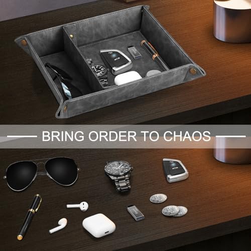 SITHON Valet Tray Desktop Storage Organizer with 2 Compartments - Image 5