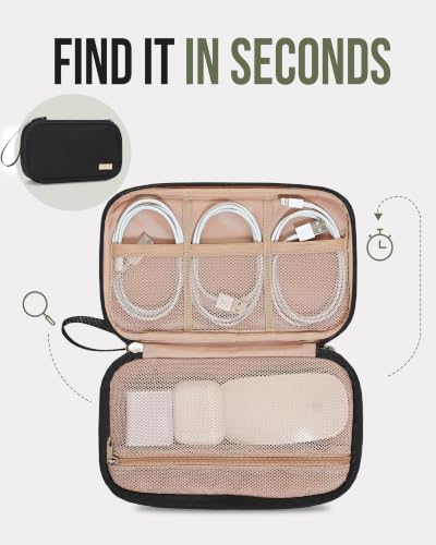 NISHEL Travel Cord Organizer Case, Double Layers Tech Electronic Bag, Essentials for Charger, Cable, Phone, Flash drive, Medium, Black - Image 4