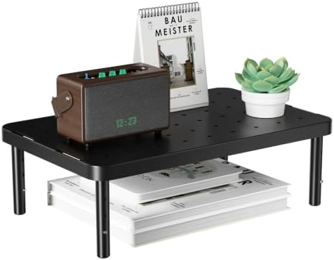WALI Desk Organizer, 1 Tier Computer Monitor Stand for Desk, Desk Monitor Riser 3 Height Adjustable, Laptop Stand Underneath Storage for Office, Home, School Supplies, 1 Pack, Black by WALI