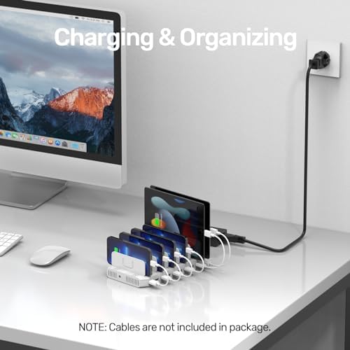 Unitek Multi Charging Station, 10-Port USB Charger for Multiple Device with SmartIC Tech and Adjustable Dividers, Organizer Stand Compatible with iPad, Tablet, Kindle, iPhone (Pack of 2) - Image 5