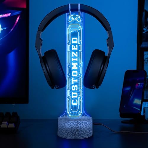 Personalized Headphone Stand Gifts for Men Boyfriend, Custom Gamertag Light Sign Headset Holder, Custom Headset Stand with 16 Color Lights, Gamer LED Sign, Gift for Gamers and Streamers - Image 2