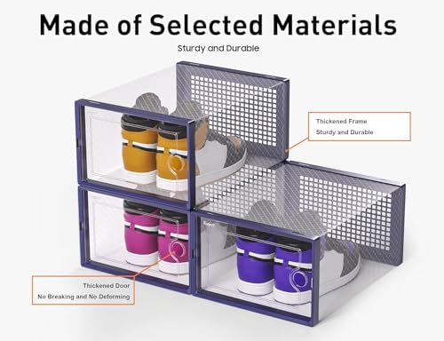 Kuject X-Large Shoe Storage Boxes 12 Pack, Clear Stackable Shoe Organizer - Image 5