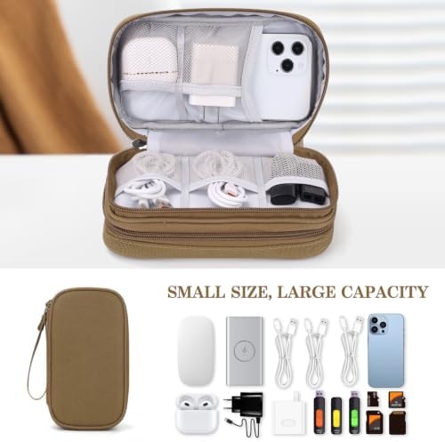 FYY Electronic Organizer, Travel Tech Pouch Bag, Cable Organizer Brown - Image 6