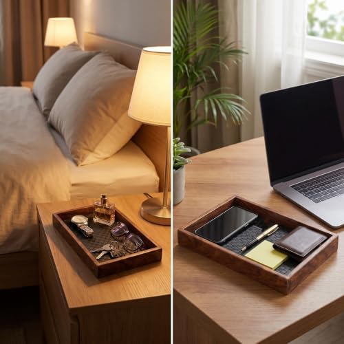 Valet Tray Wooden Catch All Tray Nightstand Tray Valet Desk Tray - Image 4