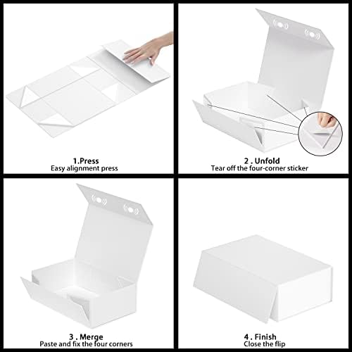 White Gift Box, 9.5x6x3'' Gift Boxes with Lids for Presents - Image 5