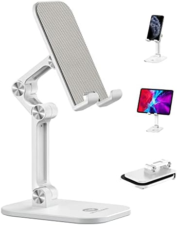 Phone Stand for Desk, Foldable Cell Phone Stand Holder, White by OCYCLONE