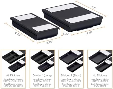 Bostitch Konnect Under Desk Drawer,Self-Adhesive Slide Out Storage Organizer with 4 Customizable Dividers,2 Count (Pack of 6) - Image 6