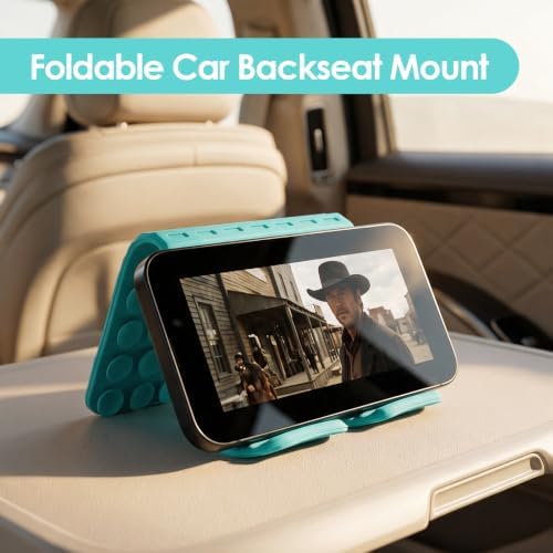Flexible Silicone Aluminum Phone Holder Tablet Stand with Charging Port Design, Foldable Airplane Laptop/Phone Stand for Home Office Travel (Tiffany - with Suction) - Image 6