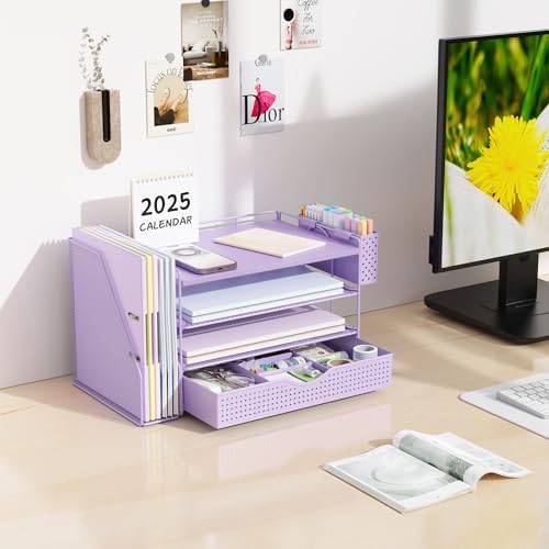Wood Desk Organizers and Accessories with File Holder & Catalog Racks - Image 3