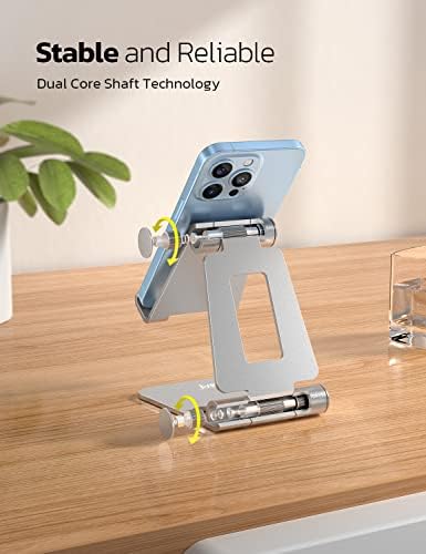 Nulaxy 2 Pack Aluminum Dual Folding Cell Phone Stanr for Desk, Silver - Image 5