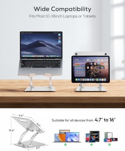 Nulaxy Ergonomic Adjustable Laptop Stand for Desk, Dual Foldable Computer Riser with Advanced Heat-Vent, Heavy-Duty Portable Notebook Holder for Posture Correction, Compatible with Mac 10-16" Laptops - Image 4