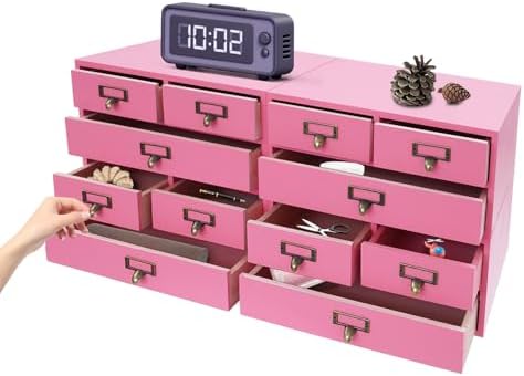 Wooden Desktop Organizer Set 4-Pack 12 Drawers Pine Storage for Tabletop by Unknown