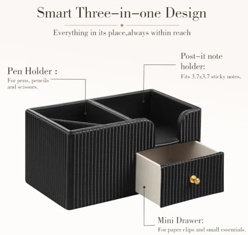 Small Desk Organizer with Sticky Notes Holder,Cute Pen Holder for Desk - Image 2