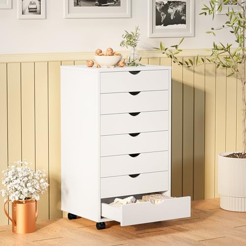 Sweetcrispy 7 Drawer Rolling Storage Cabinet with Wheels, Wood Organizer - Image 2