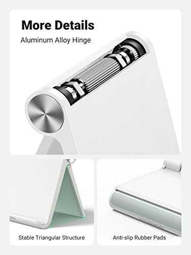 UGREEN Tablet Stand Holder Adjustable Portable Desktop Dock Office Compatible with iPad Pro 11 9.7 10.5 Air Mini 5 4 3 2 iPhone 18 17 16 15 14 13 12 White - Image 4