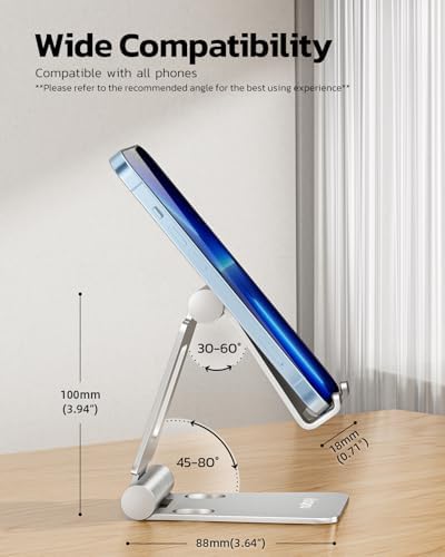 Nulaxy 2 Pack Aluminum Dual Folding Cell Phone Stanr for Desk, Silver - Image 3