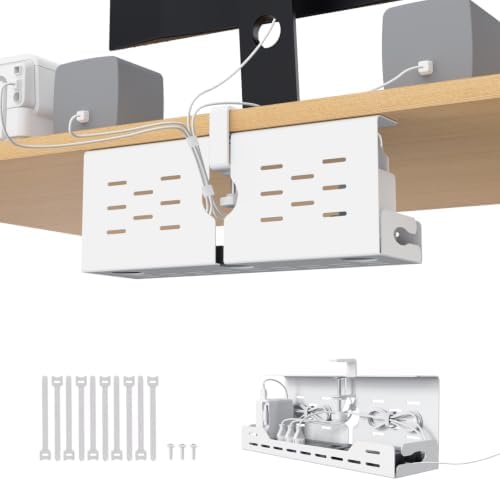 Univivi Under Desk Cable Management Tray, Cable Management, 16 inch, White by Univivi