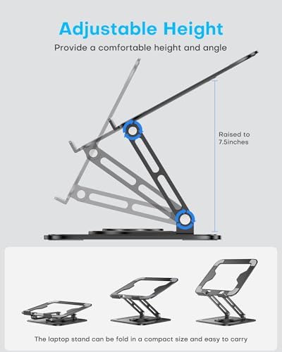 Adjustable Laptop Stand, Computer Stand with 360 Rotating Base - Image 4