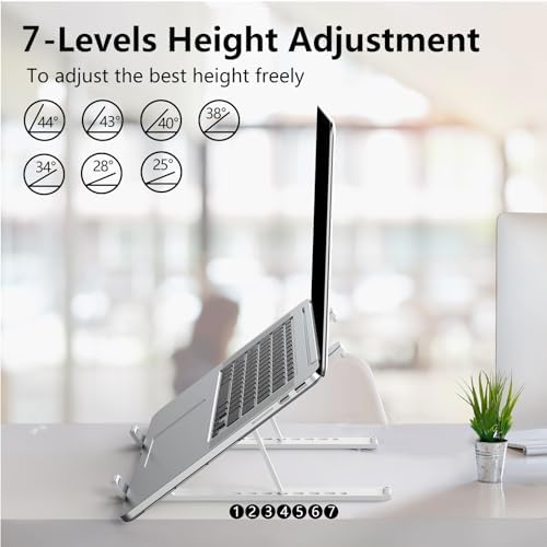 Tonmom Laptop Stand for Desk, Adjustable Laptop Riser, White - Image 3