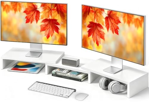 TAVR Dual Monitor Stand Riser, Wooden Computer Monitor Stand for 2 Monitors by TAVRFurniture