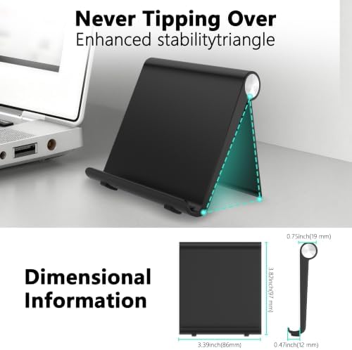 3 Pack Cell Phone Foldable Stand for Desk, Portable Cell Phone Holder, Adjustable Tablet Dock, Office Desk Accessories for iPhone 18 17 16 15 14 13 Pro Max Air, S25, S24, Black&White&Blue - Image 3