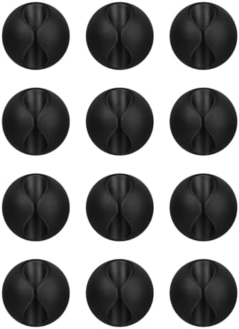 12PCS Black Adhesive Cable Clips Cord Organizer for Wire Management by Flezoo